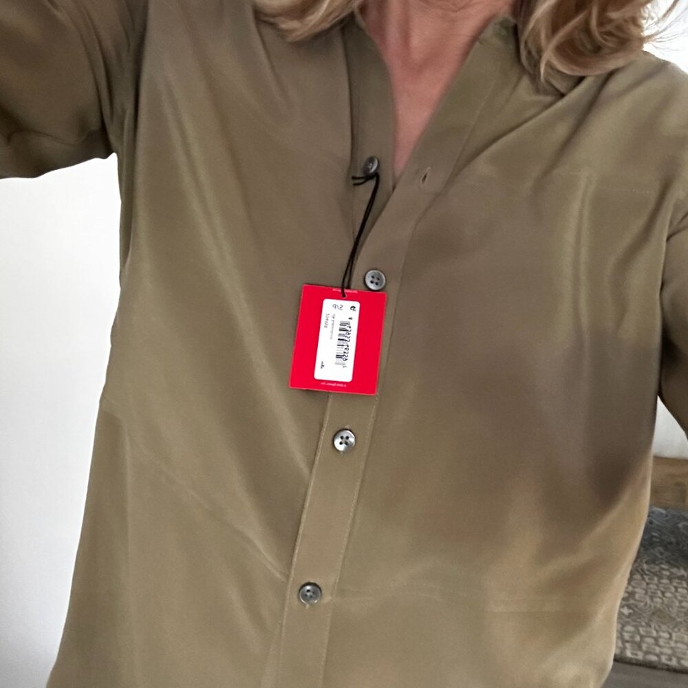 SPANX Low-Maintenance Silk Button-Down Shirt in S NWT